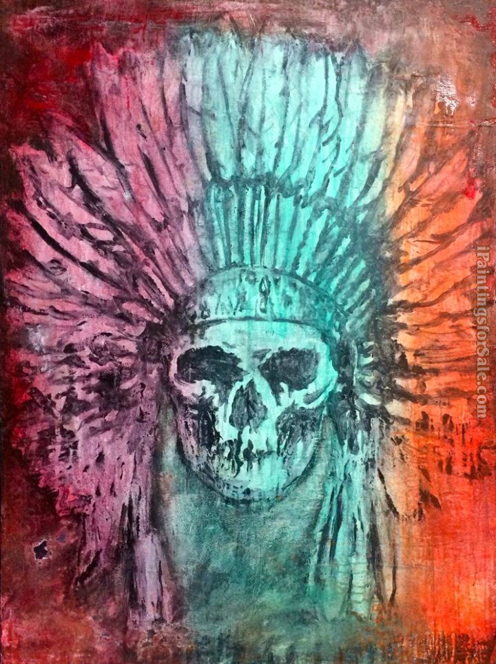 Unknown Artist skull and feathers